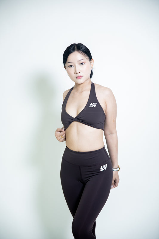 Twisted Sports Bra - Brown